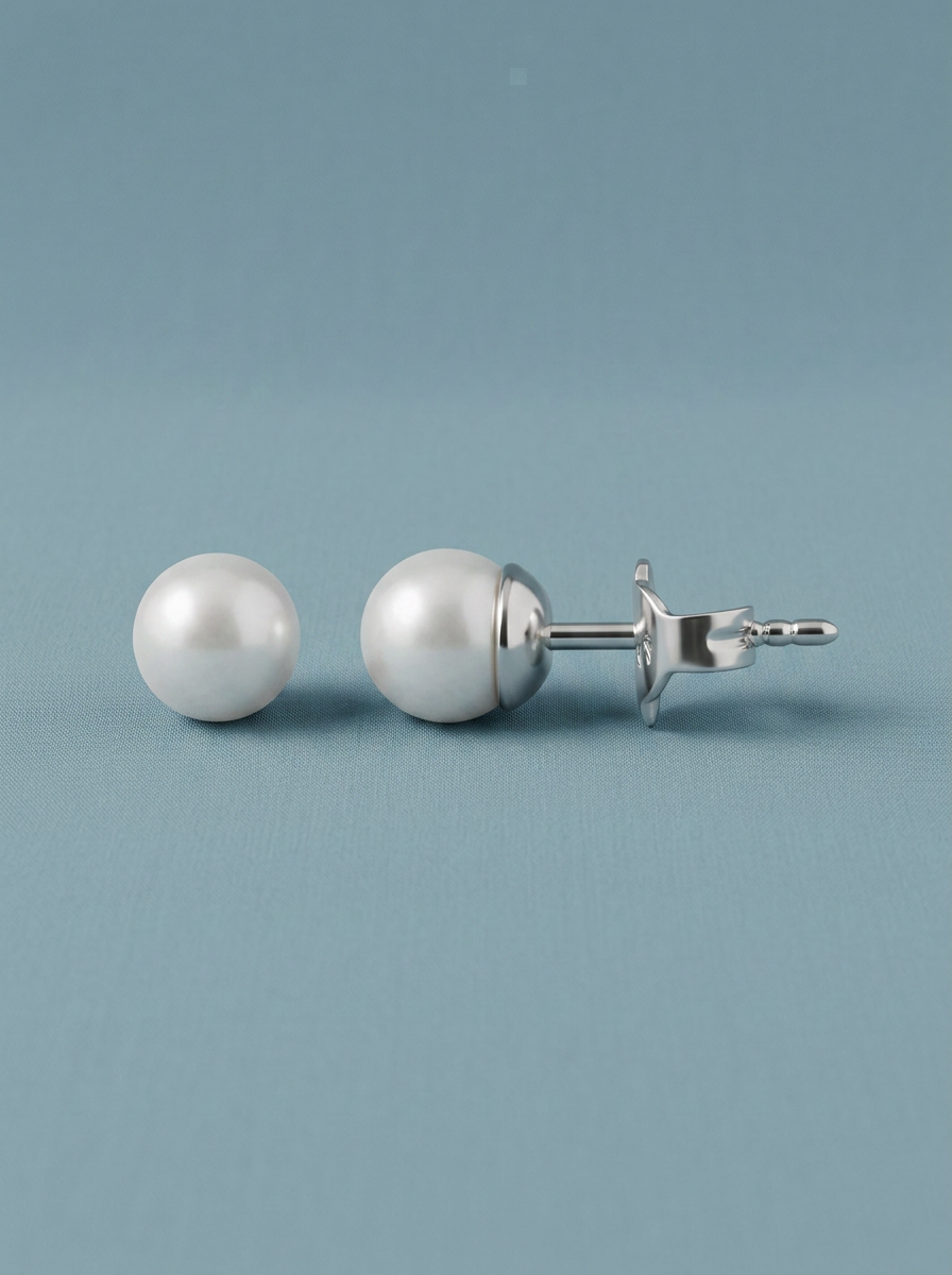 arracades de perles amb base en plata 