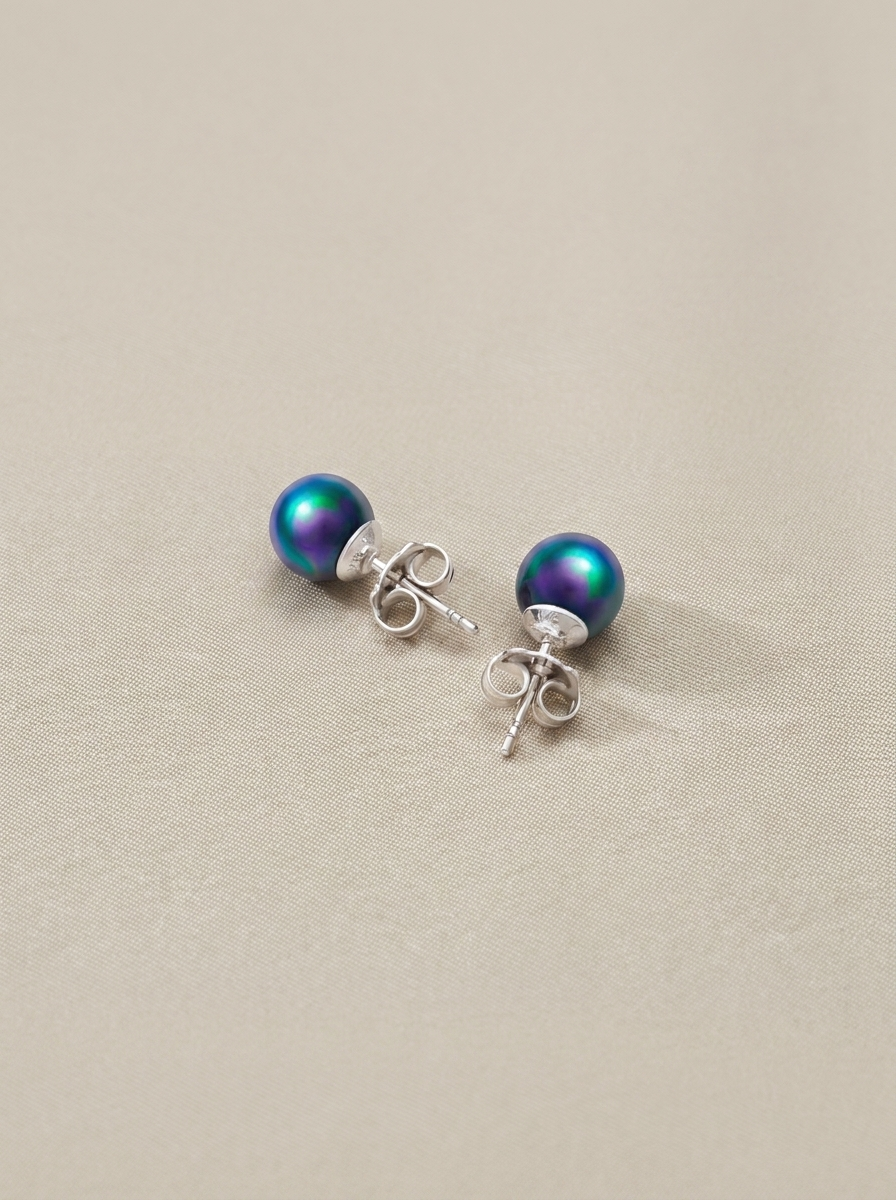 pendientes perla color negro