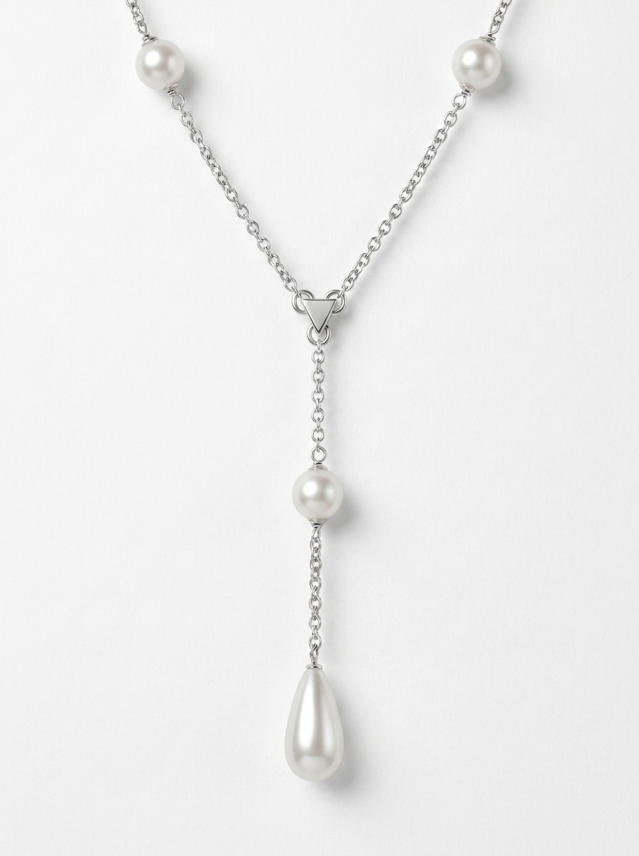 Mitte einer Lariat-Halskette aus Sterlingsilber-Kette