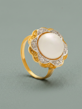 anillo vintage con perla blanca