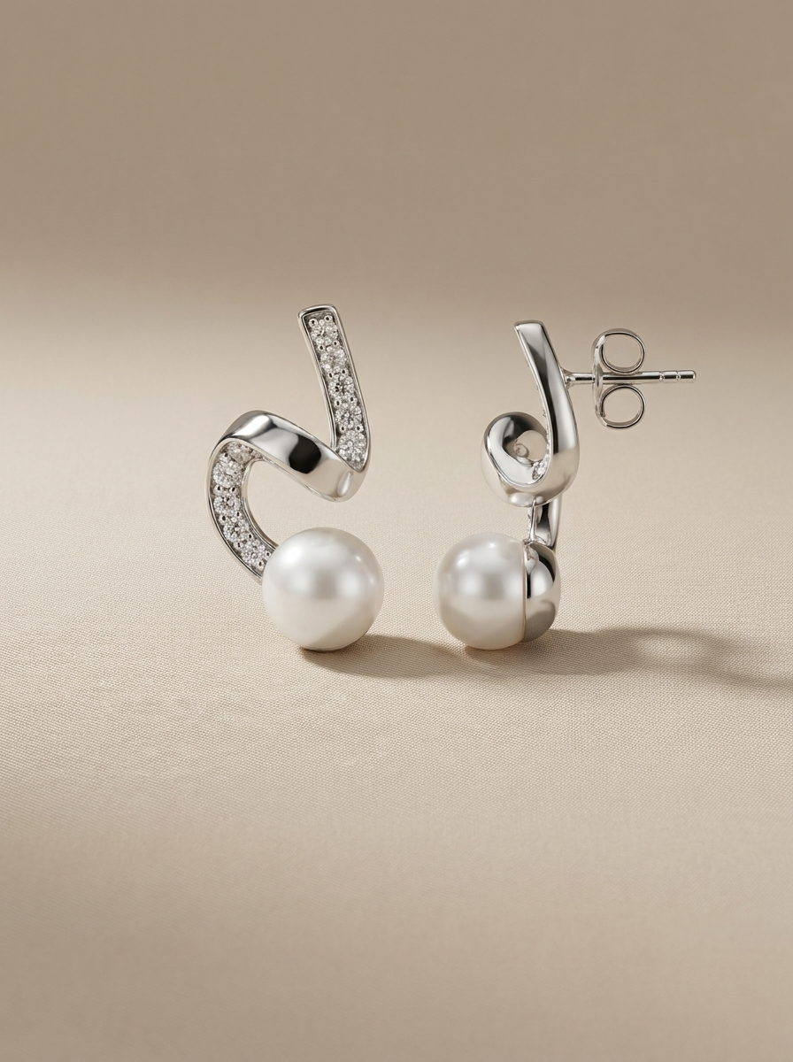 pendientes elegantes con colgante de perla