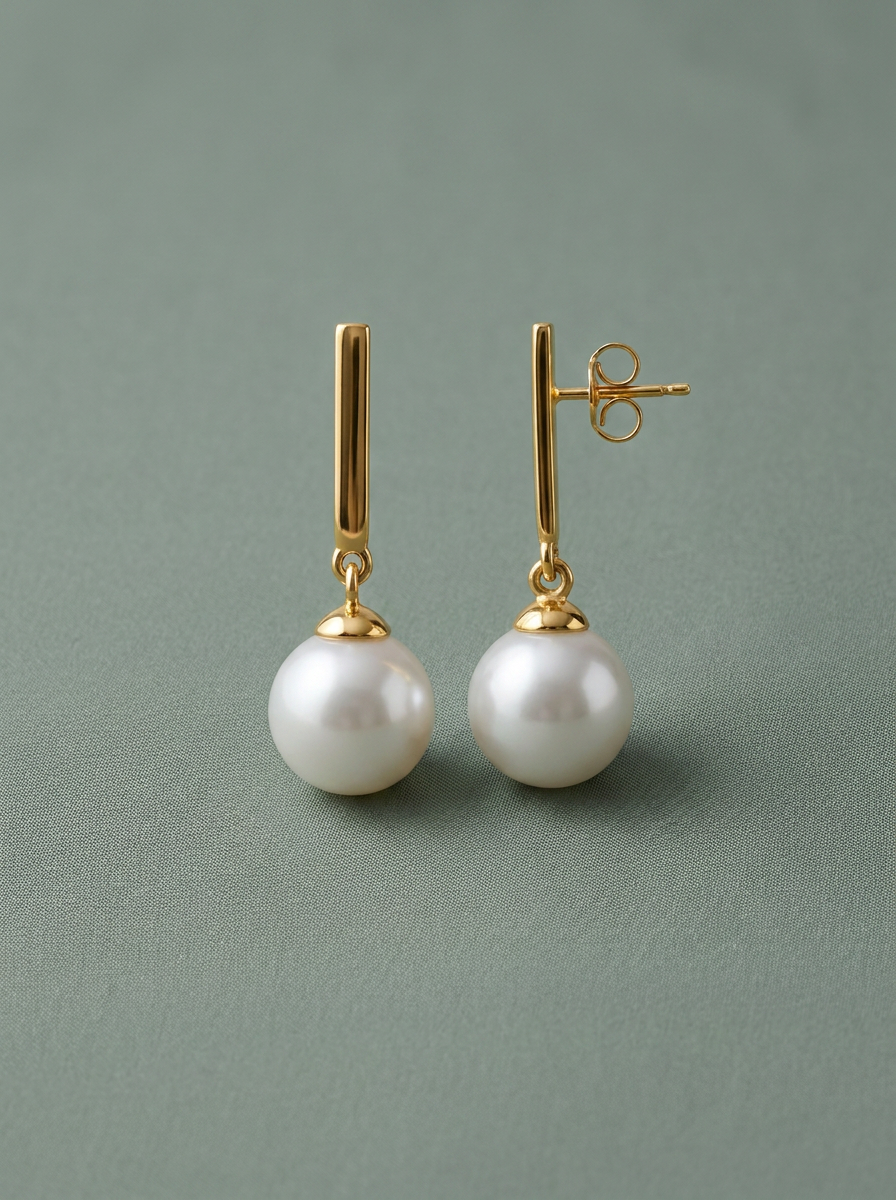 arracades de perles penjants d'or 18k