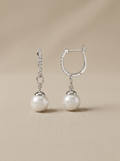 Sterling silver hoop earrings with pearls