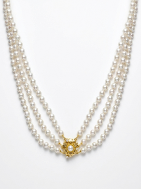 collaret elegant de 3 vies amb perles i circonites