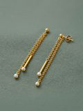arracades llargues cadena xapades en or 18k