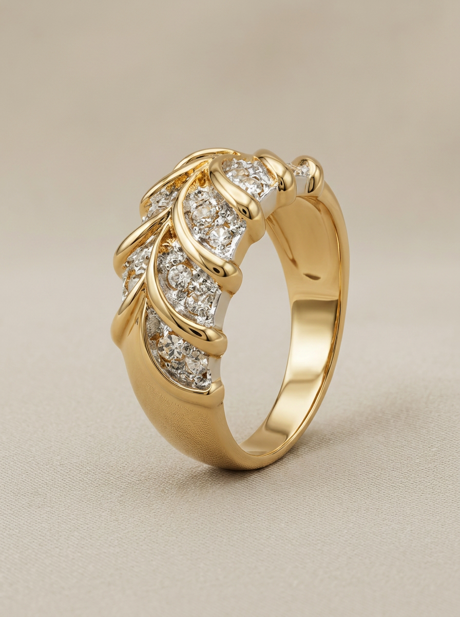 Anillo de oro chapado 18k y circonitas