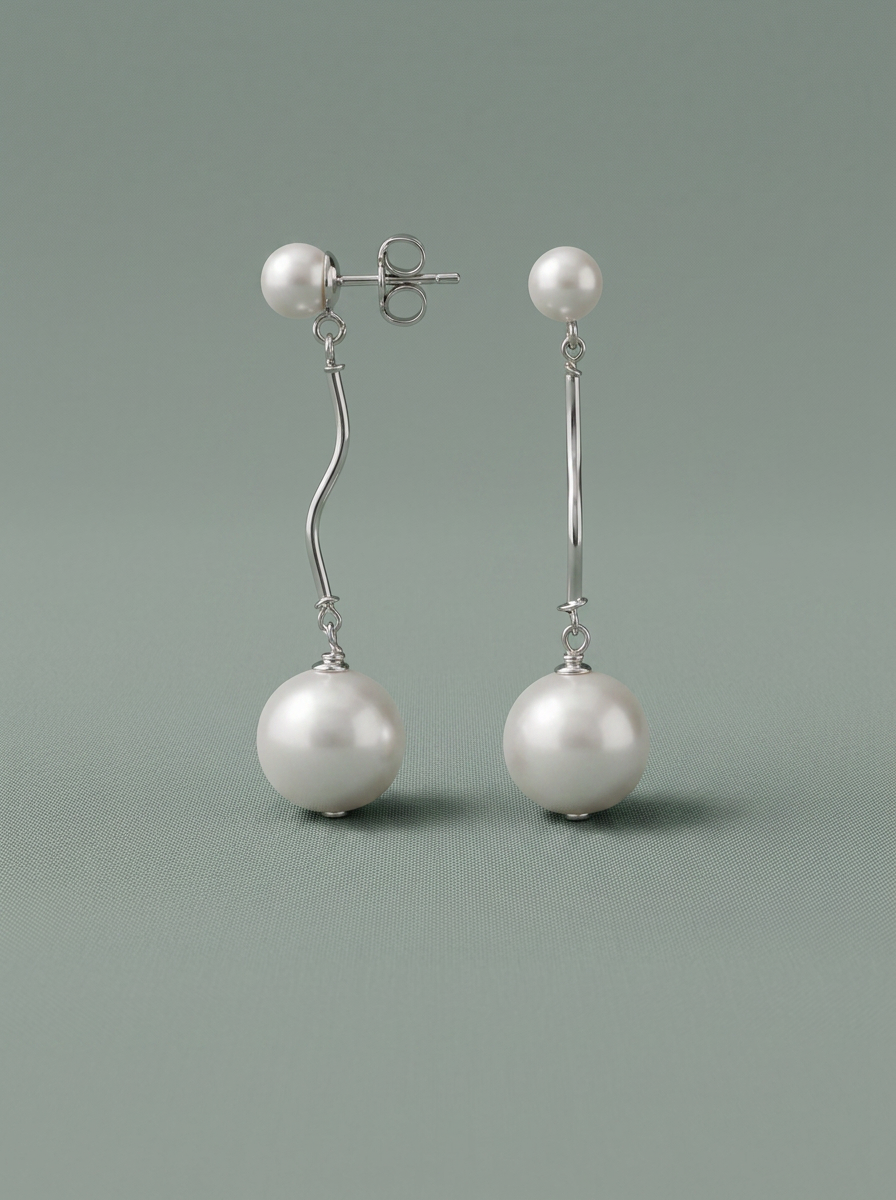 arracades llargues de perles, diferents mides de perles 
