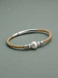 White pearl with a beige nautical cord