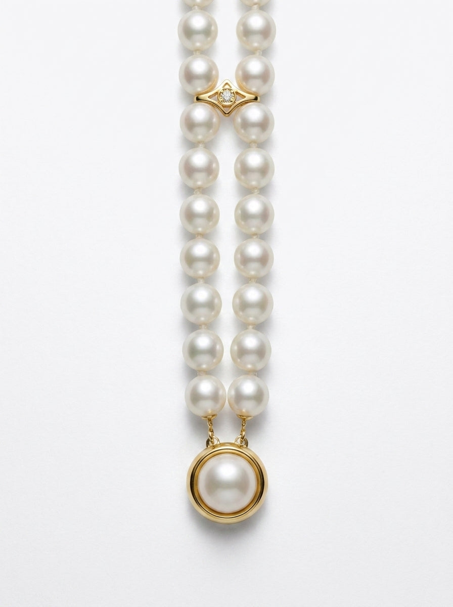 Bracelet deux rangs de perles doré