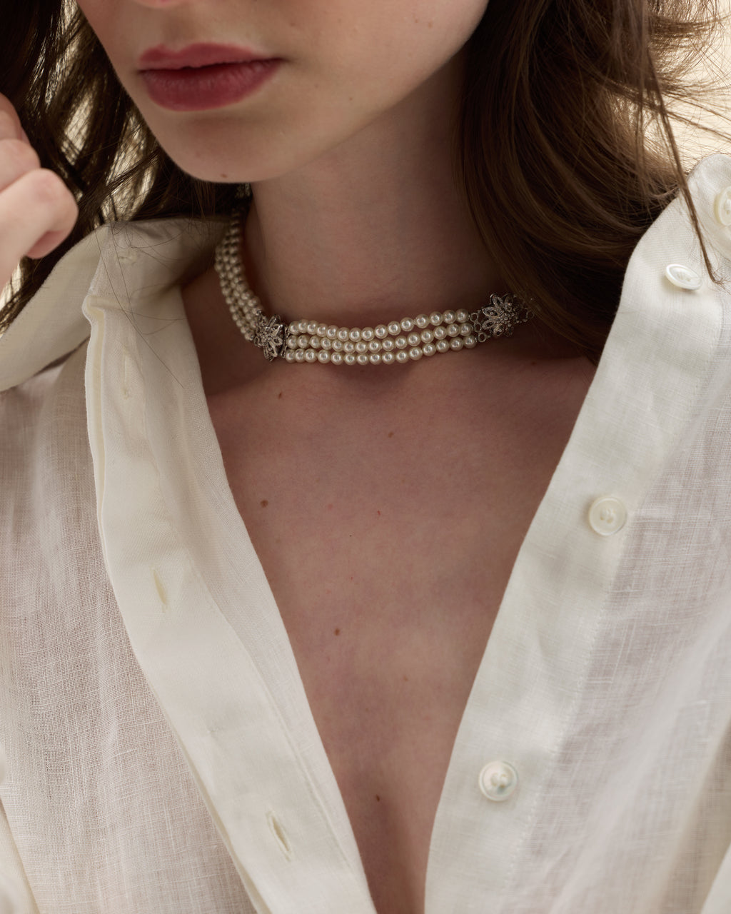 collar de perlas de Mallorca y detalles en plata 