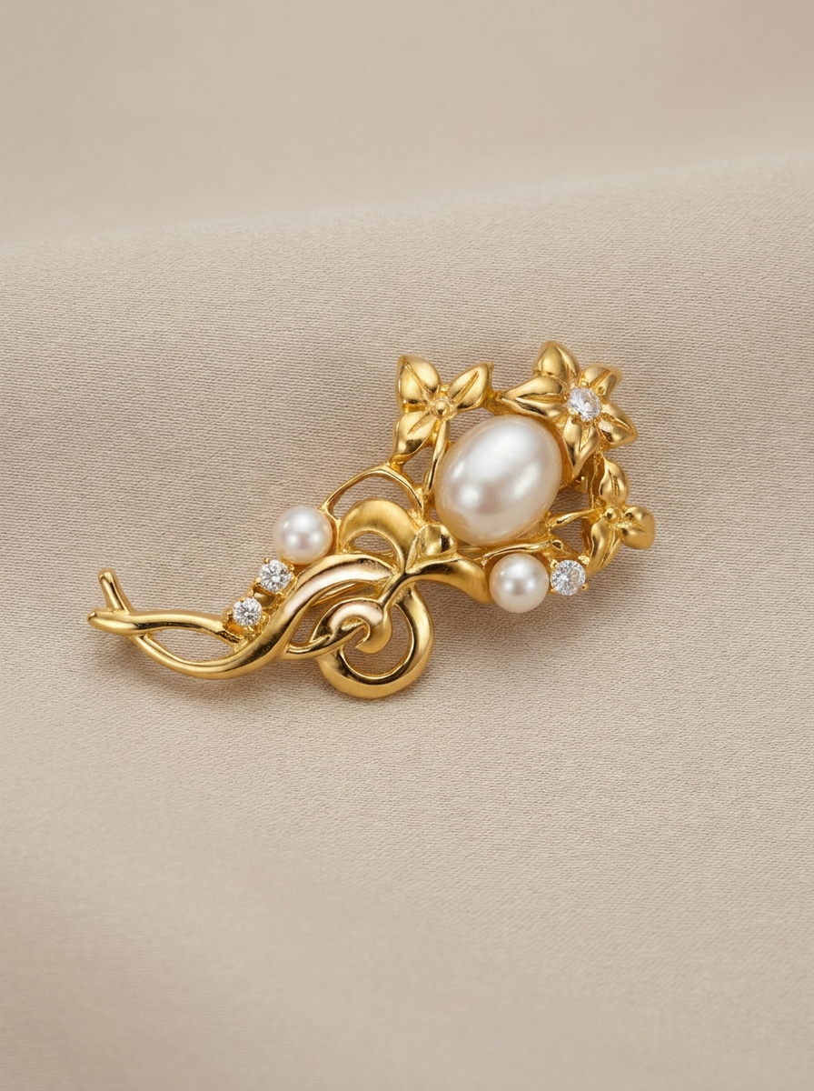 broche con perla grande y perlas de Mallorca pequeñas 