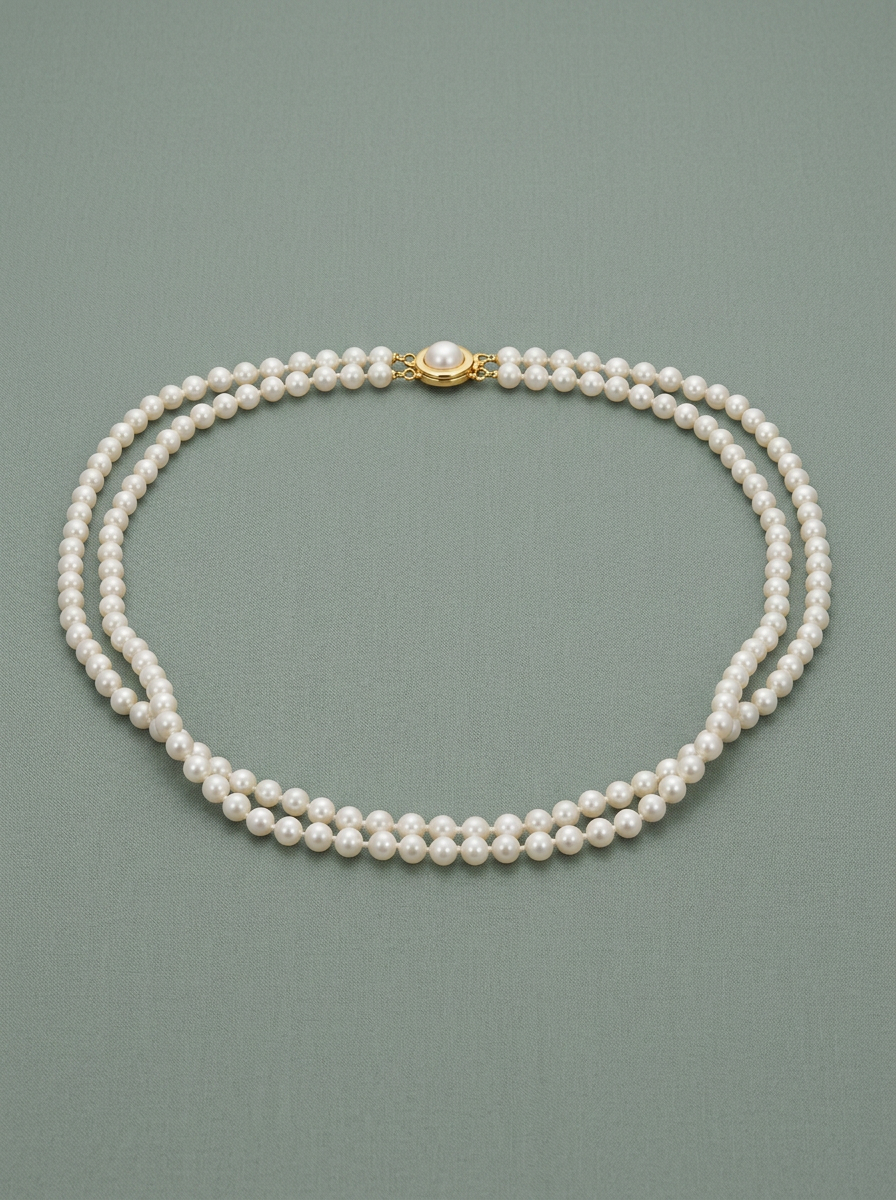 collar de perlas blancas de doble via 