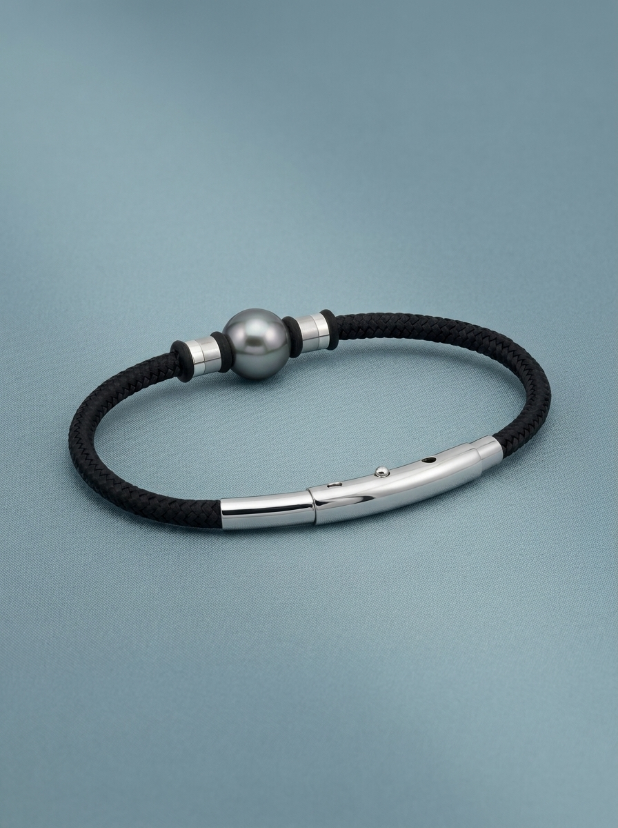 Grey pearl with a black cord
