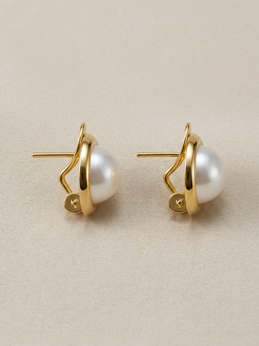detall d'arracada de perles amb daurat