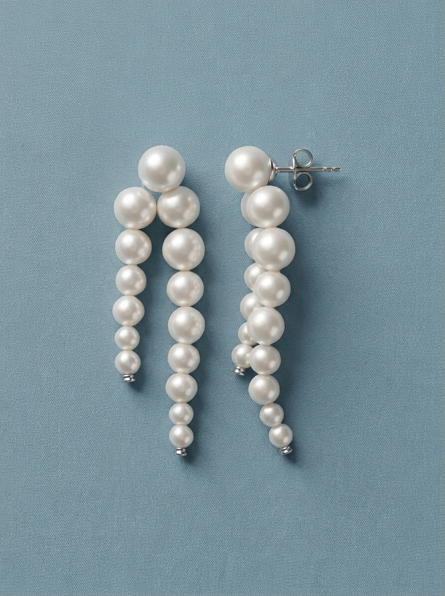 Boucles d'oreilles doubles en perles de Majorque