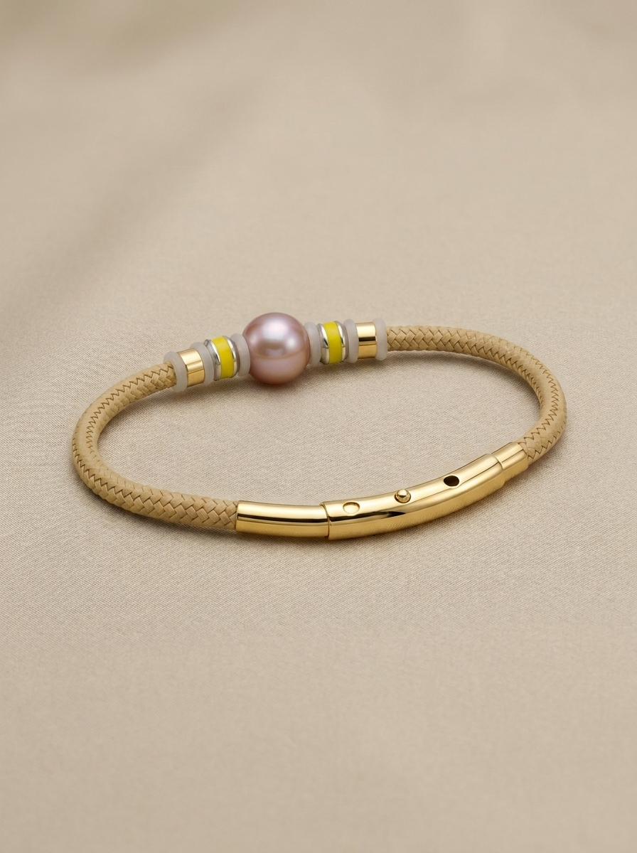 Copper pearl and beige nautical cord