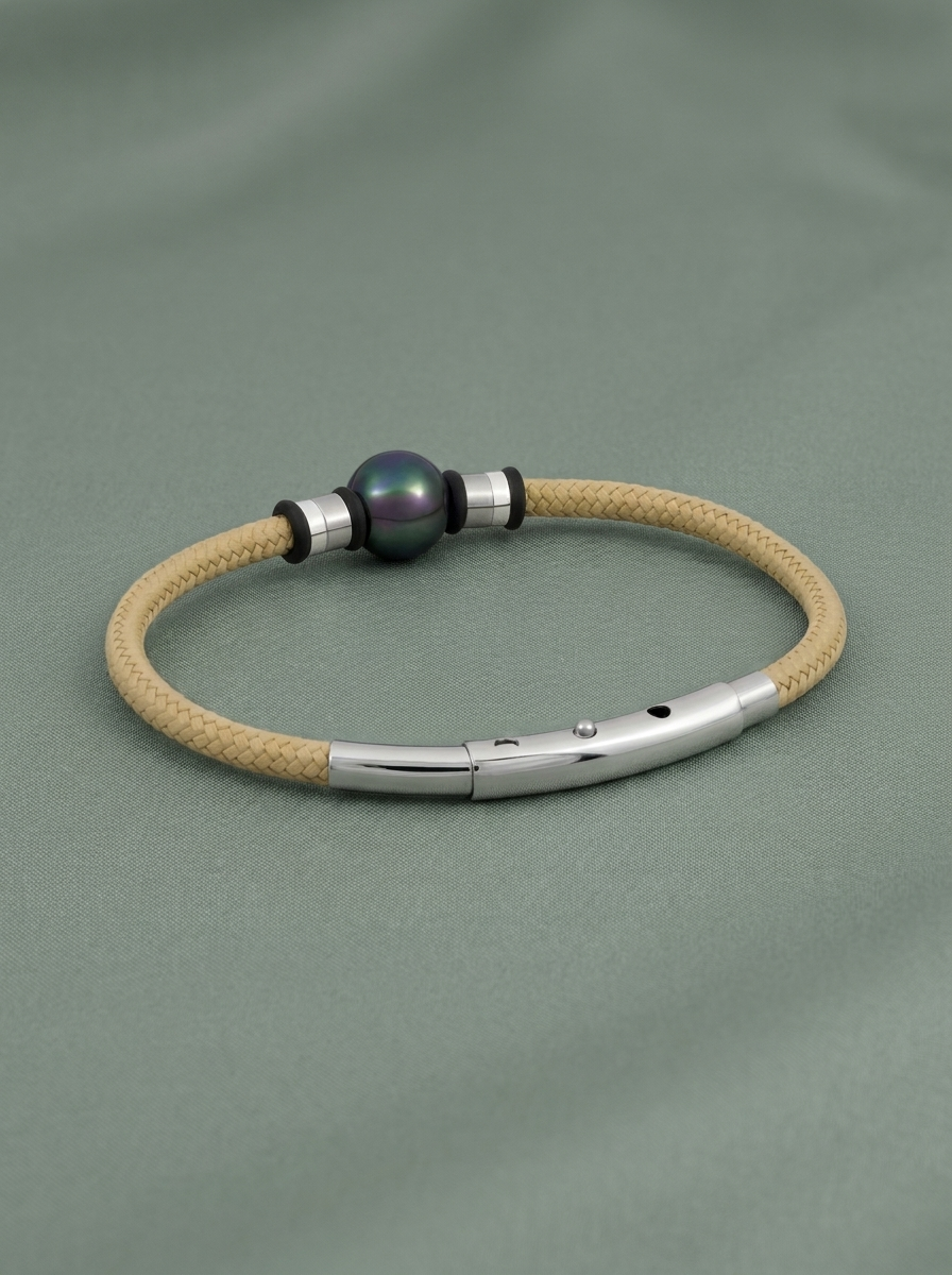 Nautical cord and black pearl