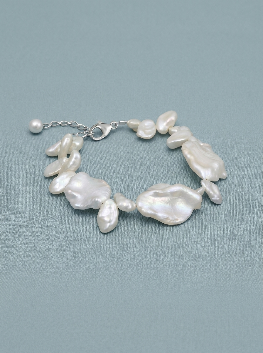 Polsera de perles cultivades planes