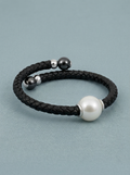 Adjustable black leather bracelet