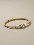 Beige nautical cord bracelet with a copper pearl