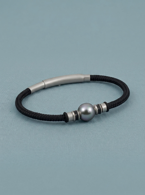 Black nautical cord with a grey pearl