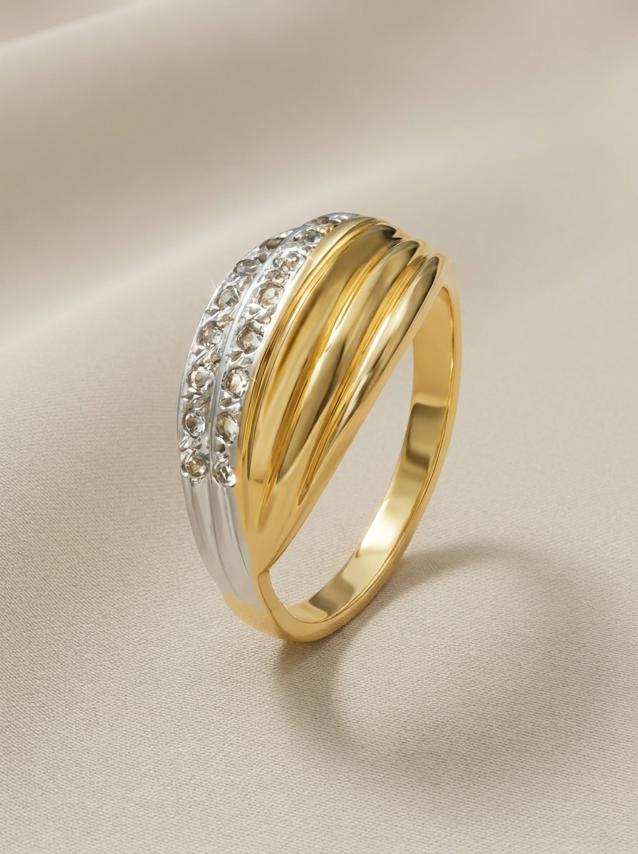 Gold-plated cubic zirconia ring