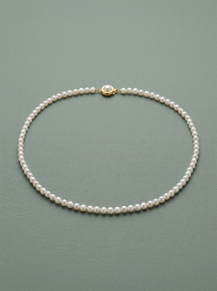 collar de perlas blancas con cierre bañado en oro 