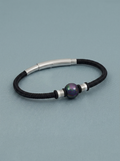 Pearl and black cord bracelet