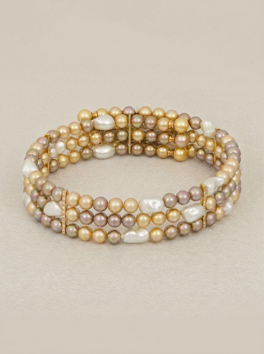 choker multicolor de perles de Mallorca i barroques 