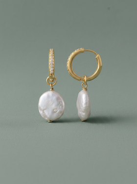 pendientes aro con perla cultivada blanca