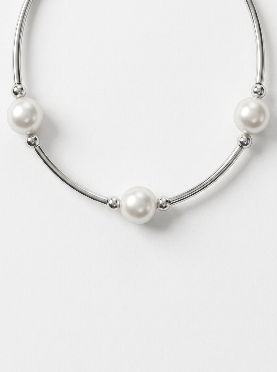 Polsera de plata amb perla blanca