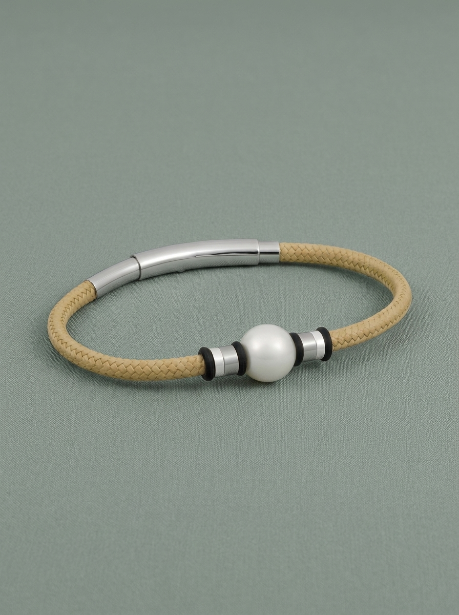 Beige nautical cord and white pearl