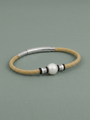 Beige nautical cord and white pearl