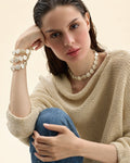 Flat pearl and silver bracelet