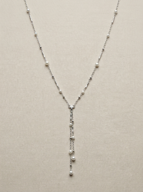 collaret llarg amb penjoll de perla i cadena de plata 
