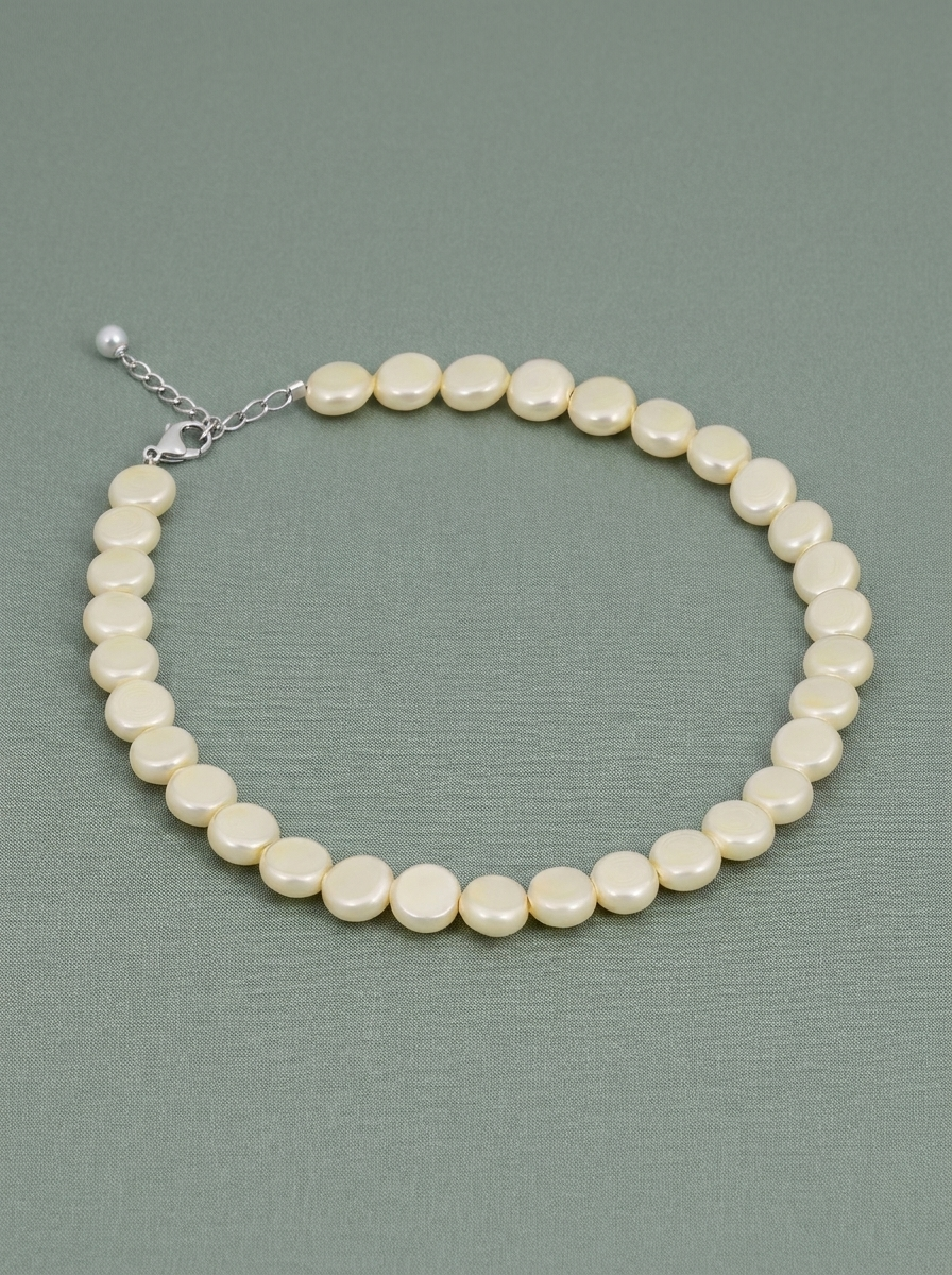 collaret ajustable de perla i plata 