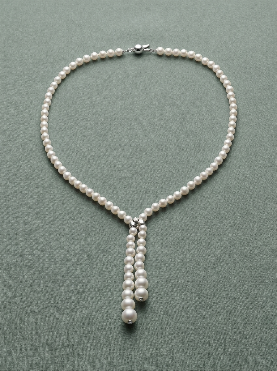 Collier de perles de Majorque avec détail central en argent