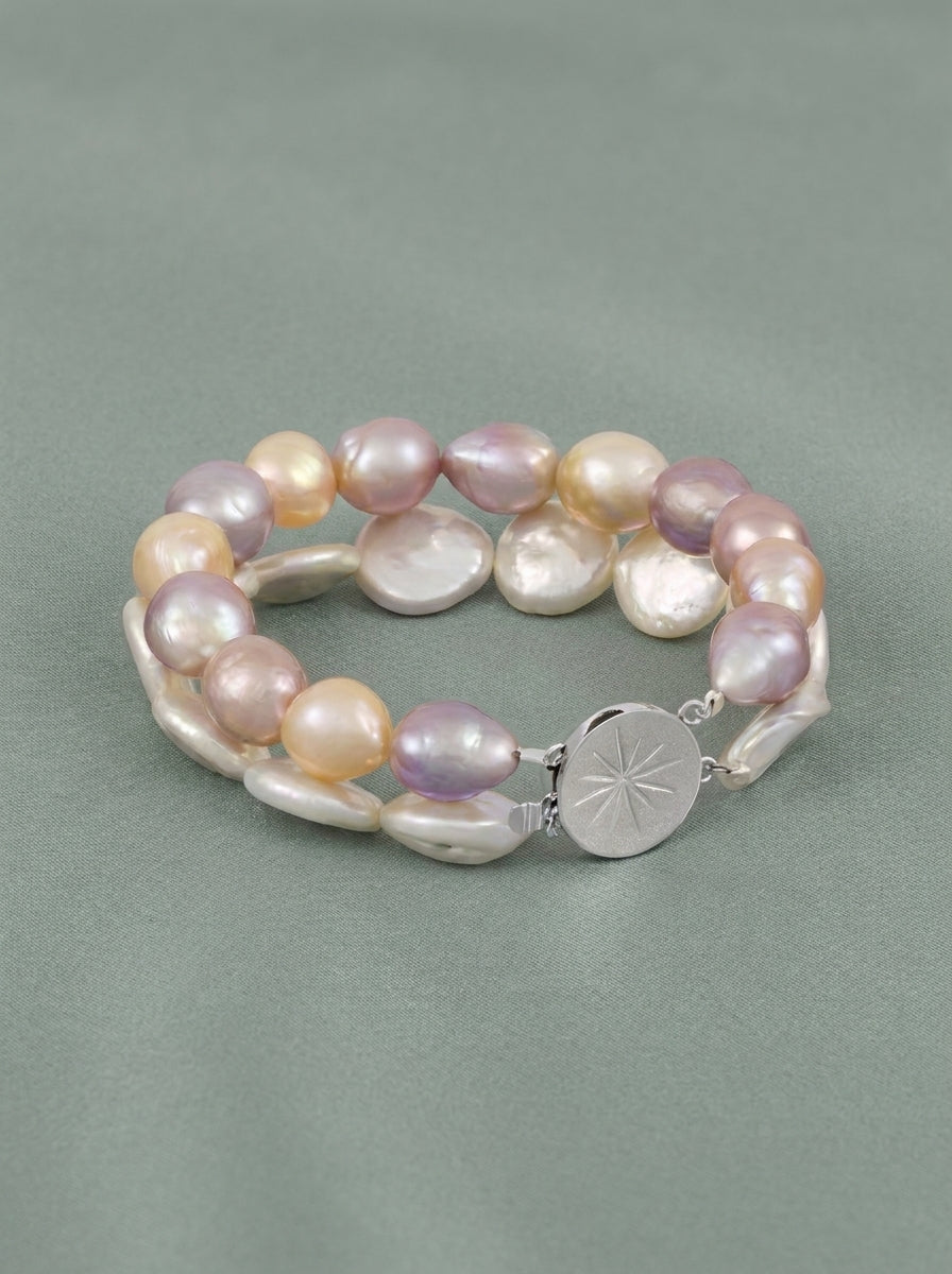 Bracelet de perles de culture multicolores