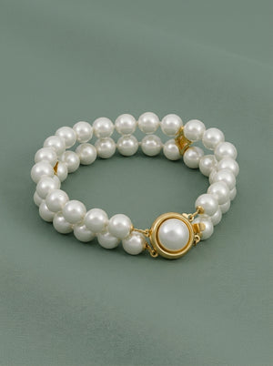 Pulsera de perlas chapada en oro