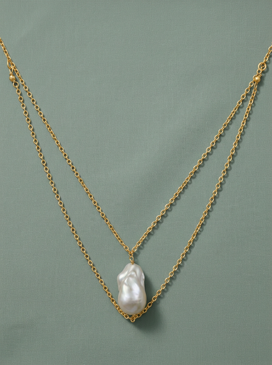 Collier chaîne dorée avec perle de culture